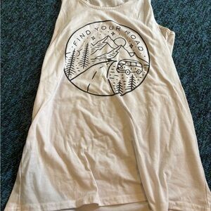 Beige Graphic Tank Top
